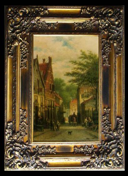 framed  unknow artist European city landscape, street landsacpe, construction, frontstore, building and architecture. 319, Ta014